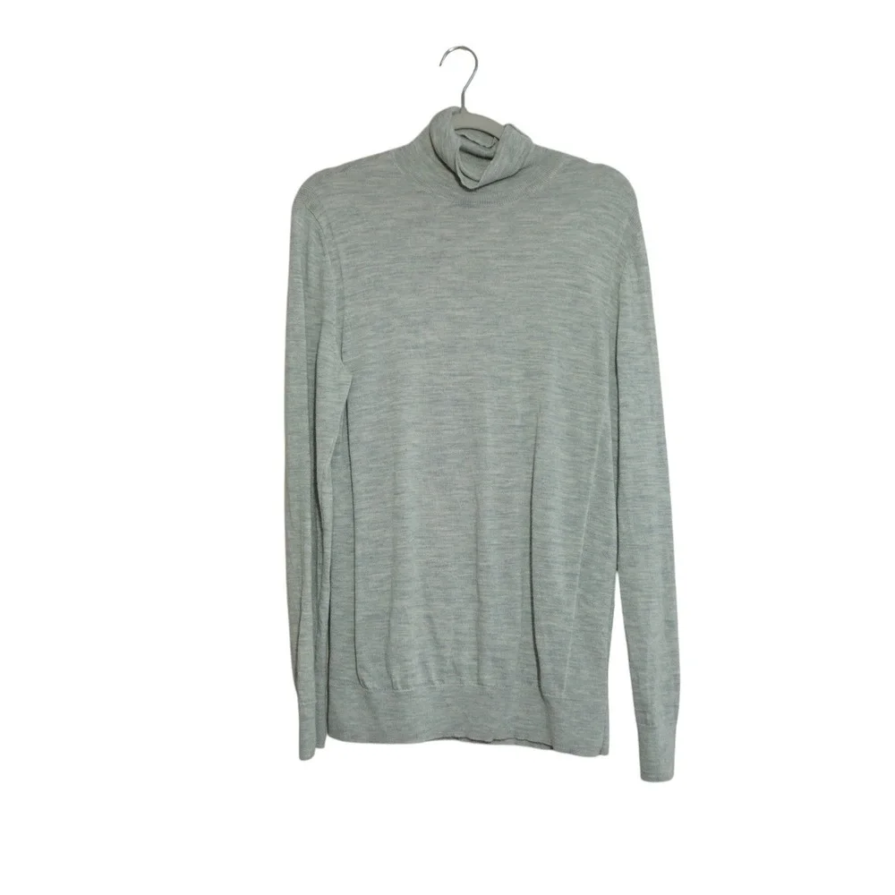 Express Size Medium Merino Wool Turtleneck Sweater Light Blue Gray Heather